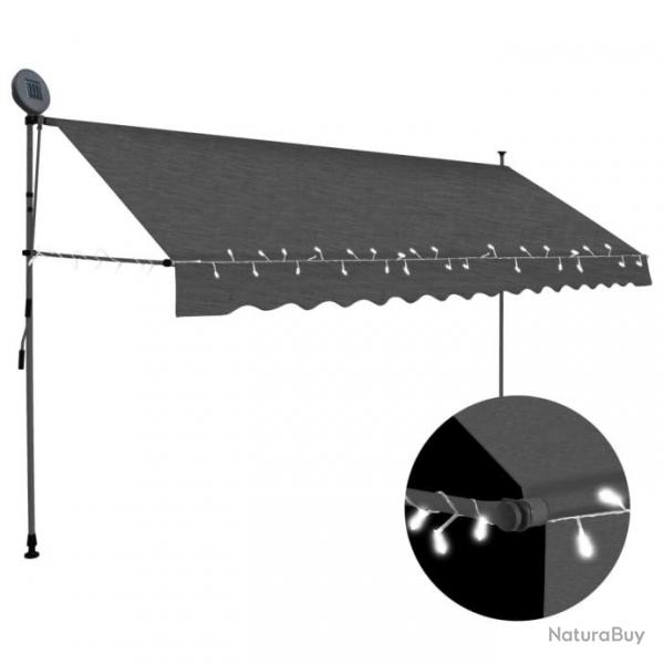 Store Auvent manuel rtractable avec LED 400 cm Anthracite 145868