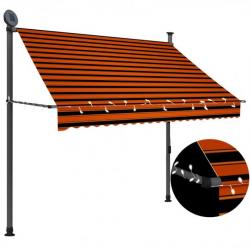 Store Auvent manuel rétractable avec LED 200 cm Orange et marron 145878