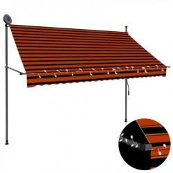 Store Auvent manuel rétractable avec LED 250 cm Orange et marron 145879