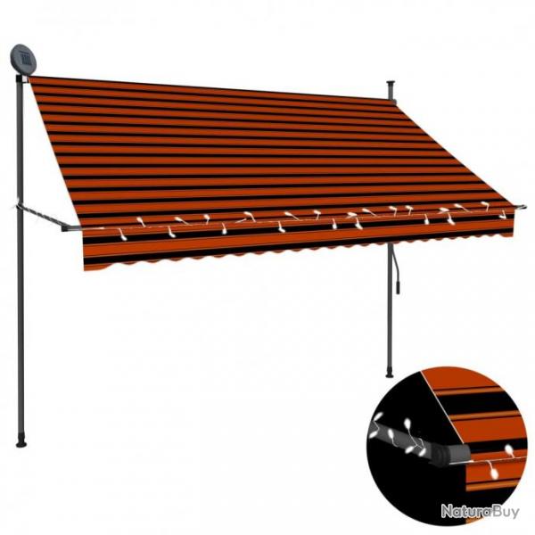 Store Auvent manuel rtractable avec LED 250 cm Orange et marron 145879