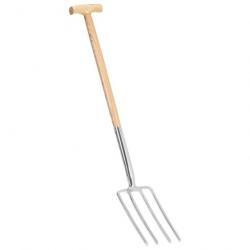 Fourche à creuser de jardin poignée en T Inox et bois de frêne 146145