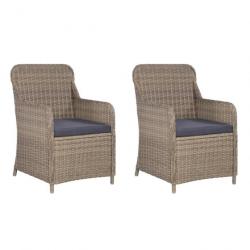 Chaises d'extérieur avec coussins 2 pcs Résine tressée Marron 44147