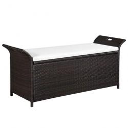 Banc de jardin avec coussin 138 cm Résine tressée Marron 44182