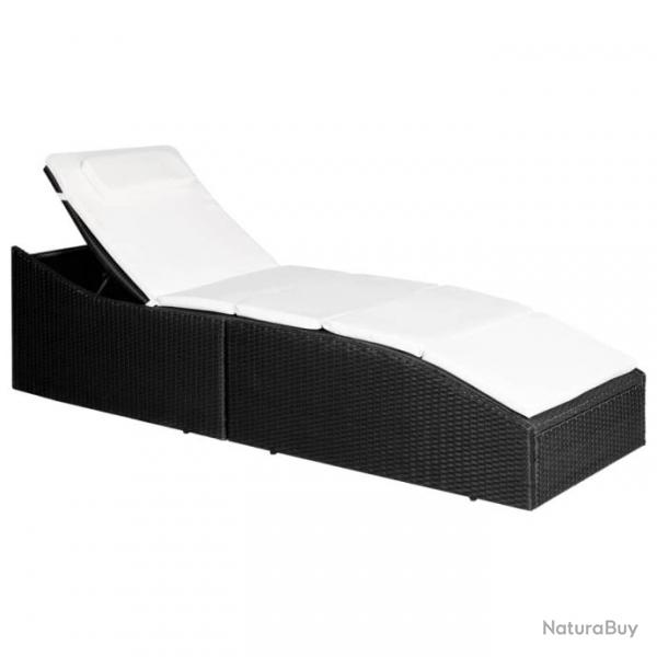 Chaise longue avec coussin Rsine tresse Noir 44134