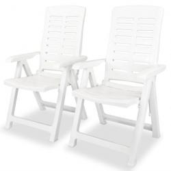 2 pcs Chaises inclinables de jardin Plastique Blanc 43895