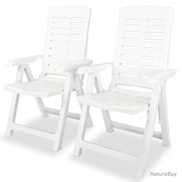 lot de 2 Chaises inclinables de jardin Plastique Blanc