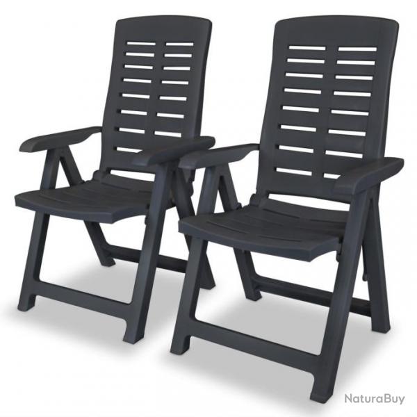 2 pcs Chaises inclinables de jardin Plastique Anthracite 43897