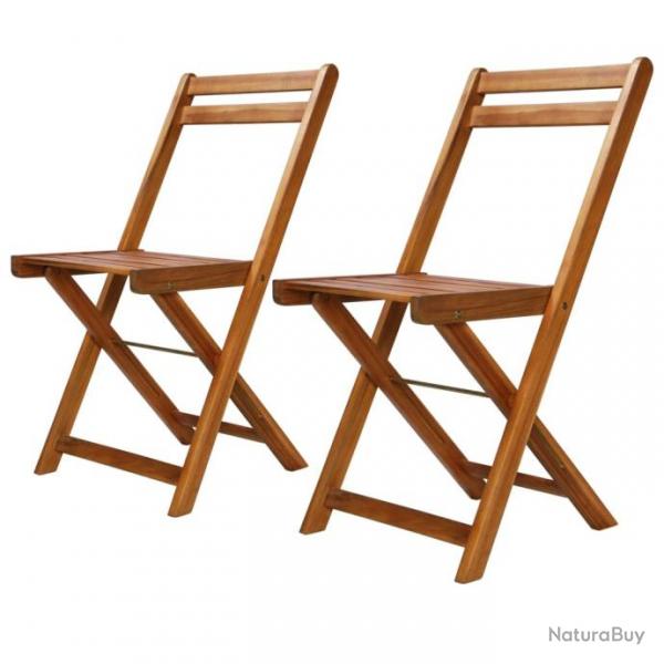 Chaises de bistro d'extrieur 2 pcs Bois d'acacia solide 44012