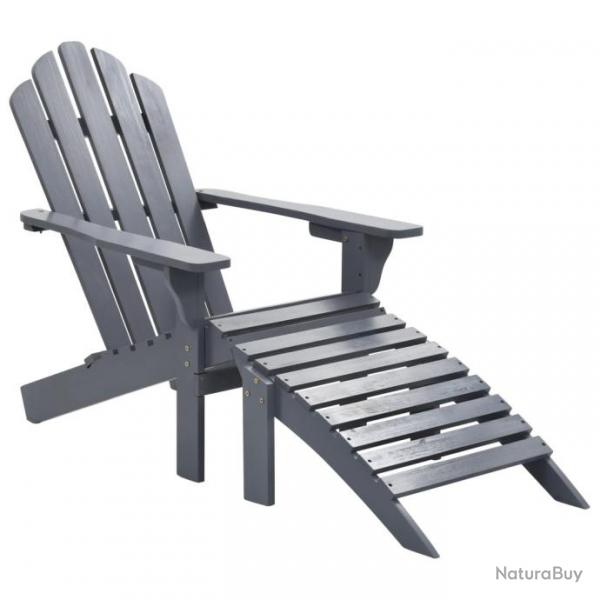 Chaise de jardin avec pouf Bois Gris 45700