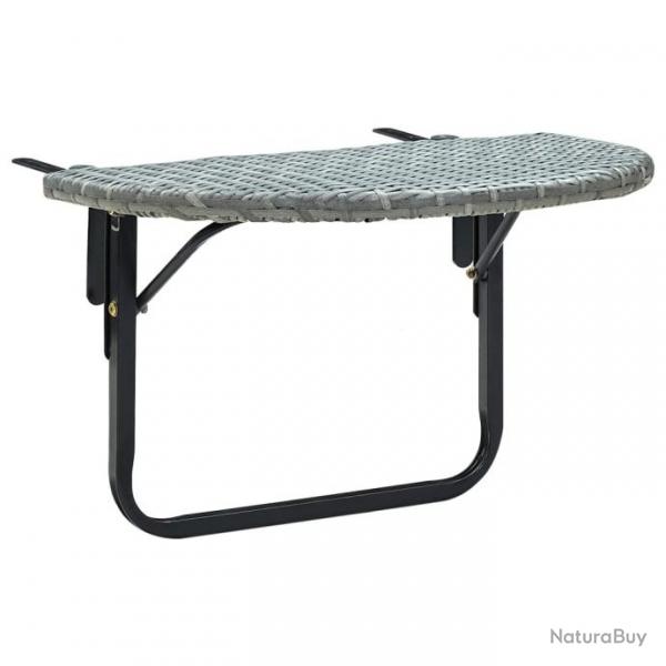 Table de balcon Gris 60x60x50 cm Rsine tresse 45775