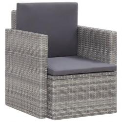 Chaise de jardin avec coussins Résine tressée Gris 45781