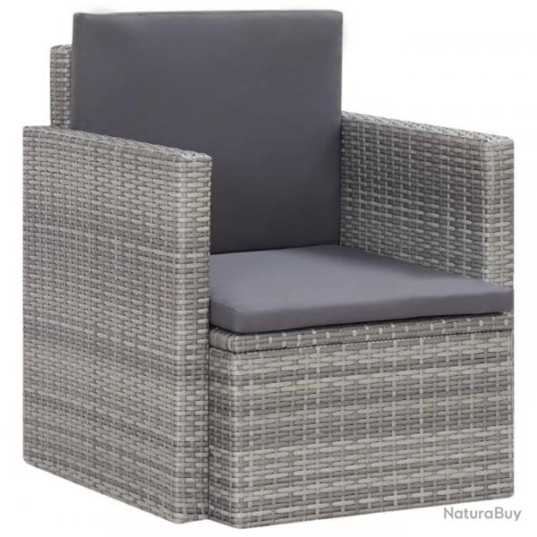 Chaise de jardin avec coussins Rsine tresse Gris 45781