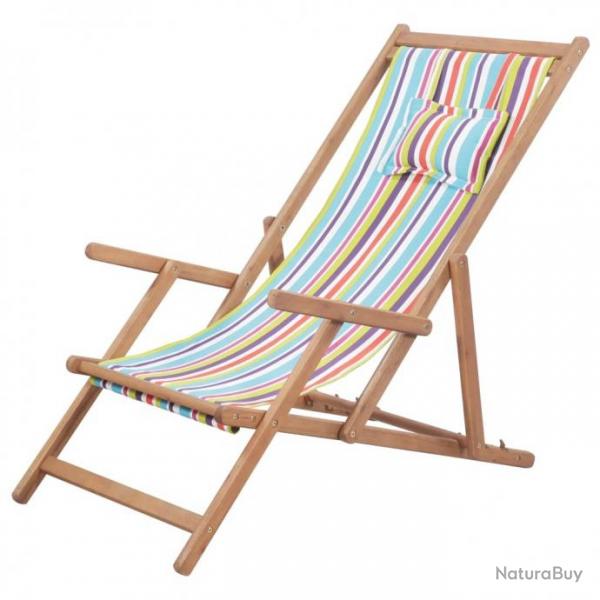 Chaise pliable de plage Tissu et cadre en bois Multicolore 43998