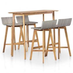 Mobilier à dîner d'extérieur 5 pcs Bois d'acacia solide 44222