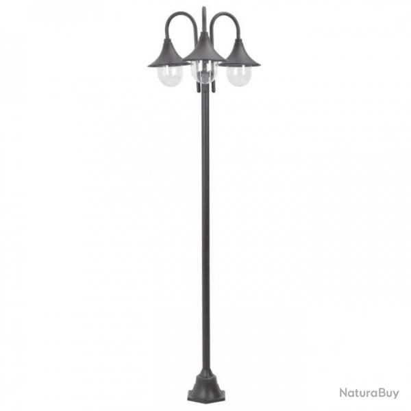 Lampadaire de jardin E27 220 cm Aluminium 3 lanternes Bronze 44207