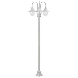 Lampadaire de jardin E27 220 cm Aluminium 3 lanternes Blanc 44206