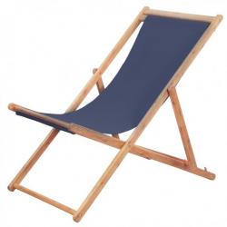 Chaise pliable de plage Tissu et cadre en bois Bleu 44000