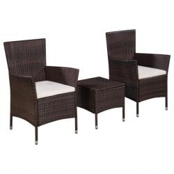 Mobilier de bistro 3 pcs Résine tressée Marron 44093