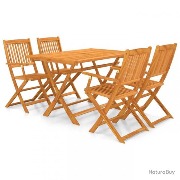 Mobilier  dner d'extrieur pliable 5 pcs Bois d'acacia solide 44056