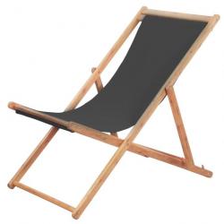 Chaise pliable de plage Tissu et cadre en bois Gris 44001