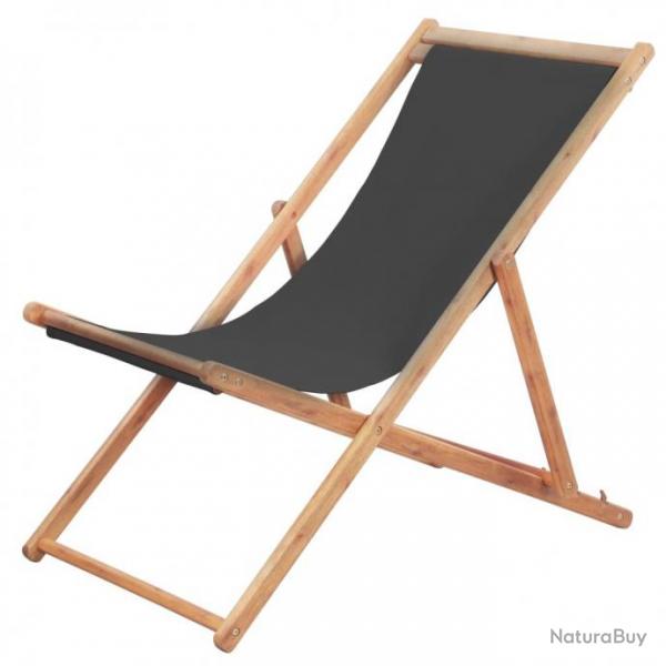 Chaise pliable de plage Tissu et cadre en bois Gris 44001