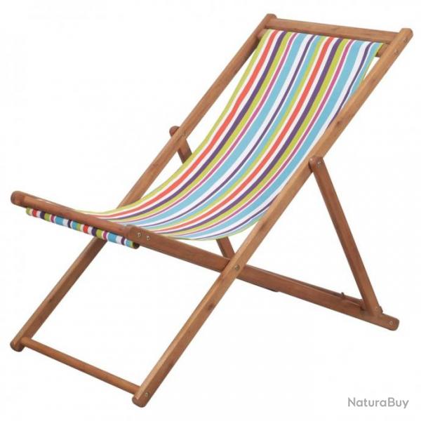 Chaise pliable de plage Tissu et cadre en bois Multicolore 44002