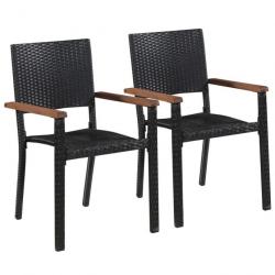 Chaise d'extérieur 2 pcs Résine tressée Noir 43937