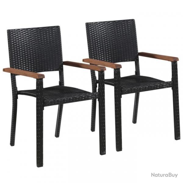 Chaise d'extrieur 2 pcs Rsine tresse Noir 43937