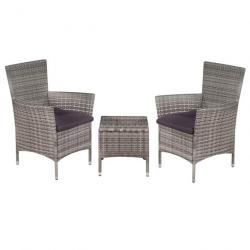 Mobilier de bistro 3 pcs Résine tressée Gris 44095