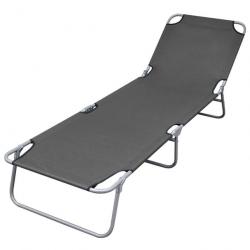 Chaise longue pliable avec dossier réglable Gris 44293