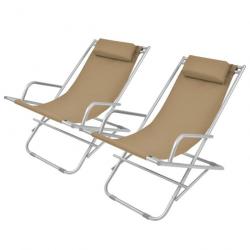 Chaises inclinables de terrasse 2 pcs Acier Taupe 44298