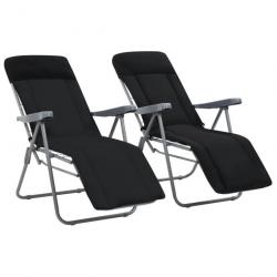 Chaises pliables de jardin avec coussins 2 pcs Noir 44319