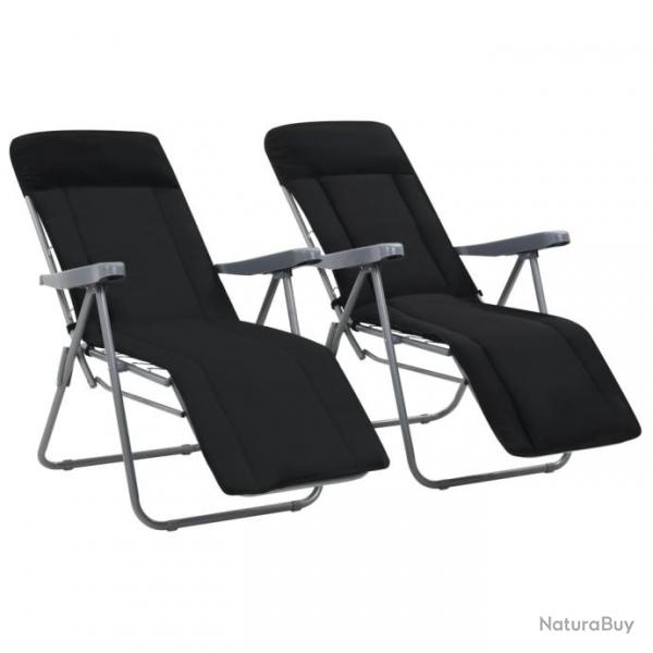 Chaises pliables de jardin avec coussins 2 pcs Noir 44319