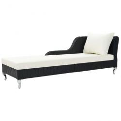 Chaise longue avec coussin Résine tressée Noir 44749