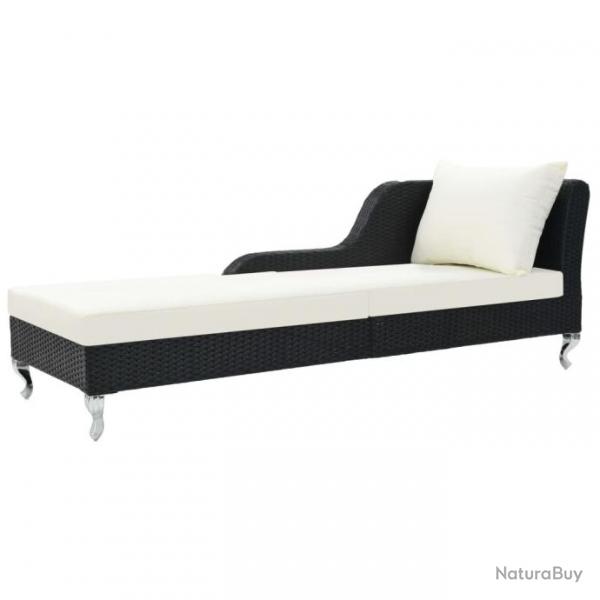 Chaise longue avec coussin Rsine tresse Noir 44749