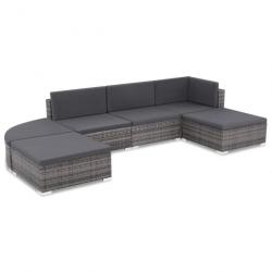 Salon de jardin 6 pcs avec coussins Résine tressée Gris 44425