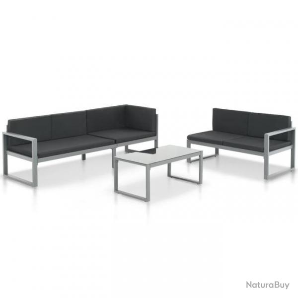 Salon de jardin 3 pcs et coussins Aluminium Noir 44448