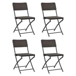 Chaises pliables de jardin 4 pcs PEHD et acier 44552