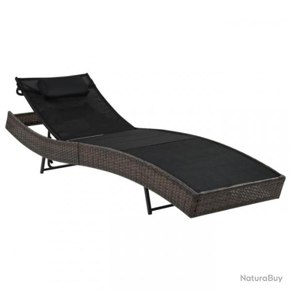 Chaise longue avec oreiller Rsine tresse Marron 44716