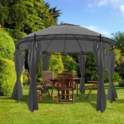 Belvédère avec rideaux Rond 3,5 x 2,7 m Anthracite