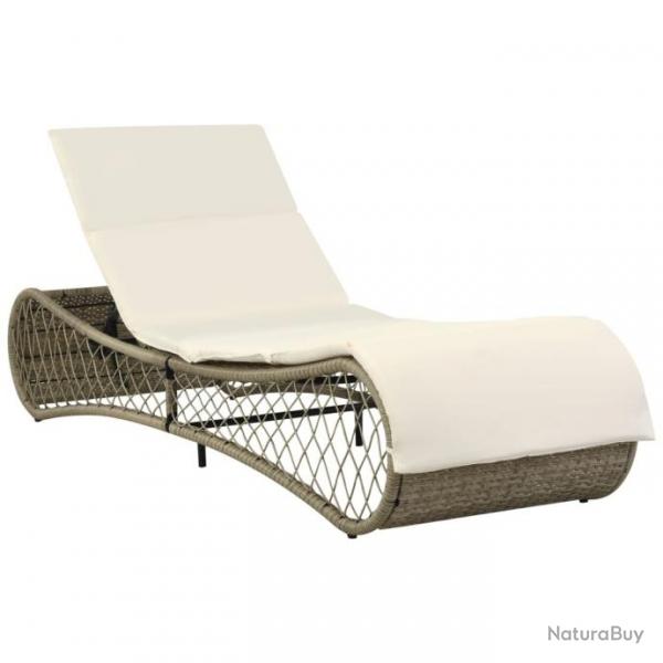 Chaise longue avec coussin Rsine tresse Gris 44700