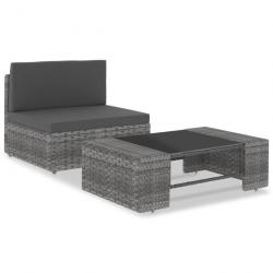 Salon de jardin 2 pcs Résine tressée Gris 49522