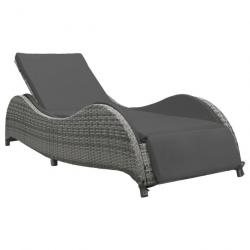 Chaise longue avec coussin Résine tressée Anthracite 49494