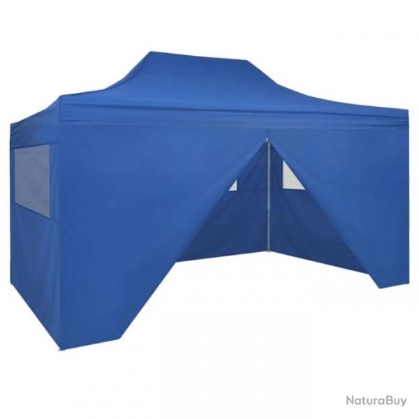 Tente pliable avec 4 parois latrales 3 x 4,5 m Bleu 42512