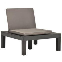 Chaise de salon de jardin avec coussin Plastique Anthracite 48826