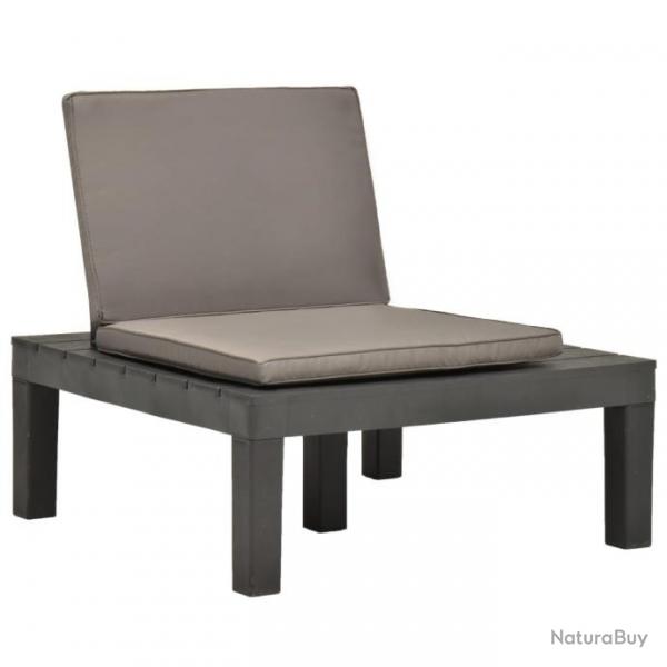 Chaise de salon de jardin avec coussin Plastique Anthracite 48826