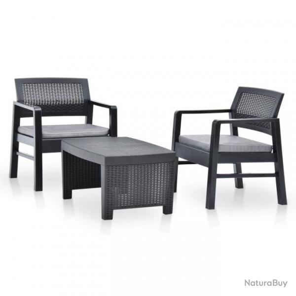 Salon de jardin 3 pcs Plastique Anthracite