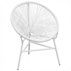 Chaise de jardin en corde forme de lune Résine tressée Blanc 42072
