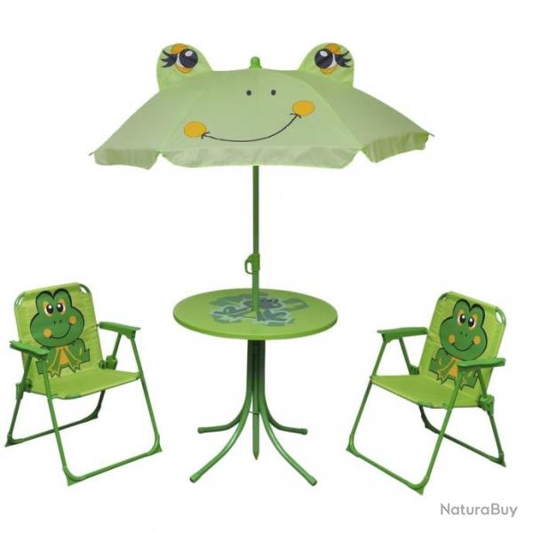 bistro avec parasol pour enfants 3 pcs Vert 41843