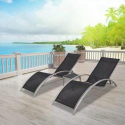 Chaises longues avec table Aluminium Noir 42160